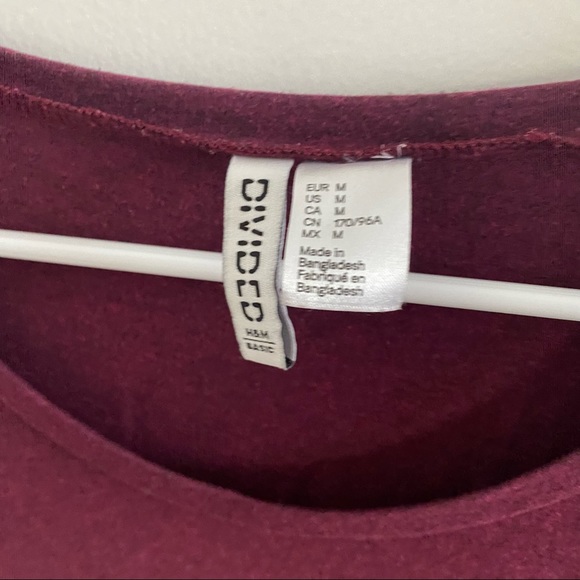 H&M BASIC MAROON TEE - Picture 3 of 5